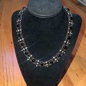 Women’s Rhinestone and Black Beaded  Necklace